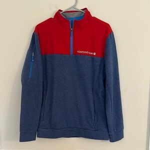 Vineyard Vines Mesh Performance Shep Quarter zip Long Sleeve Pullover Men small